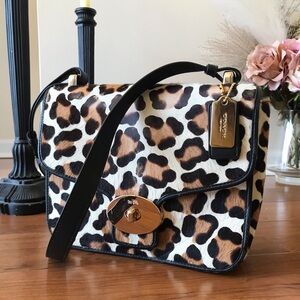 Coach Ocelot Printed Haircalf Page Shoulder Crossbody Purse, 33636